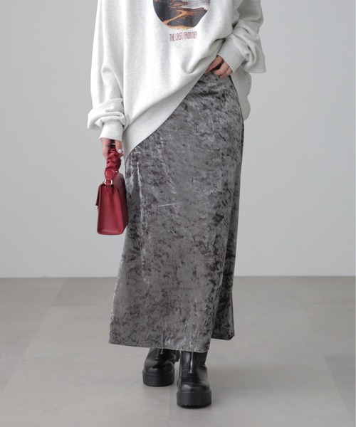 FREE'S MART(フリーズマート)の「◆クラッシュベロアナロースカート(スカート・レディース・ホワイト/ブラック/グレー・SMALL/MEDIUM)」の10枚目の写真