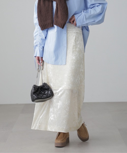 FREE'S MART(フリーズマート)の「◆クラッシュベロアナロースカート(スカート・レディース・ホワイト/ブラック/グレー・SMALL/MEDIUM)」の12枚目の写真