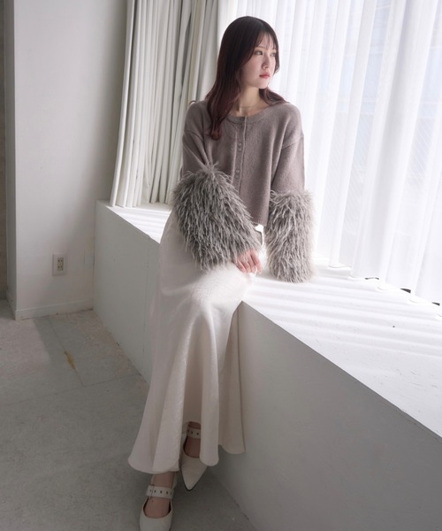 mellowneon（メロウネオン）の「ファースリーブニットカーディガン/ニット/カーディガン/ファー（ニット/セーター・レディース・グレー/ブラウン/ベージュ・FREE）」の15枚目の写真