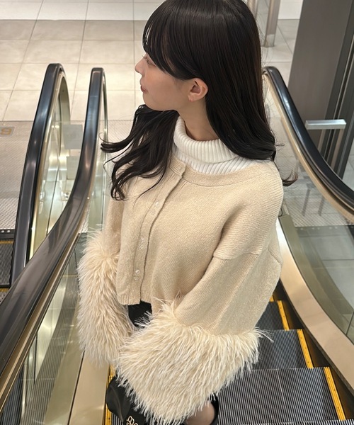 mellowneon（メロウネオン）の「ファースリーブニットカーディガン/ニット/カーディガン/ファー（ニット/セーター・レディース・グレー/ブラウン/ベージュ・FREE）」の19枚目の写真