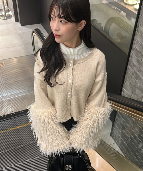 mellowneon（メロウネオン）の「ファースリーブニットカーディガン/ニット/カーディガン/ファー（ニット/セーター・レディース・グレー/ブラウン/ベージュ・FREE）」の20枚目の写真