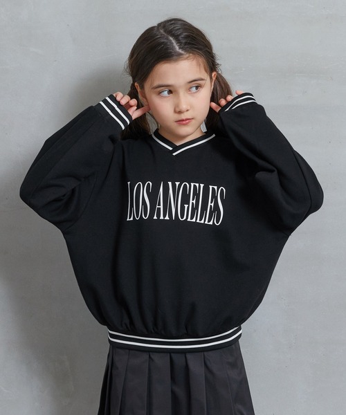 coca（coca）（コカ）の「【WEB限定セール】キッズ ラインリブ Vネックプリントロゴスウェット（スウェット・キッズ・ブラック/アイボリー・120/130/140/150）」の10枚目の写真