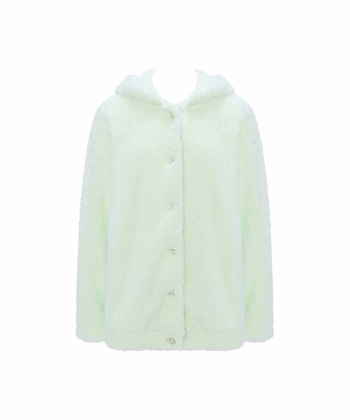 AMOSTYLE BY Triumph（アモスタイルバイトリンプ）の「もこもこパーカー AMSTNW03 ROBE10 JX（ルームウェア/パジャマ・レディース・ホワイト/グリーン・M-L）」の4枚目の写真