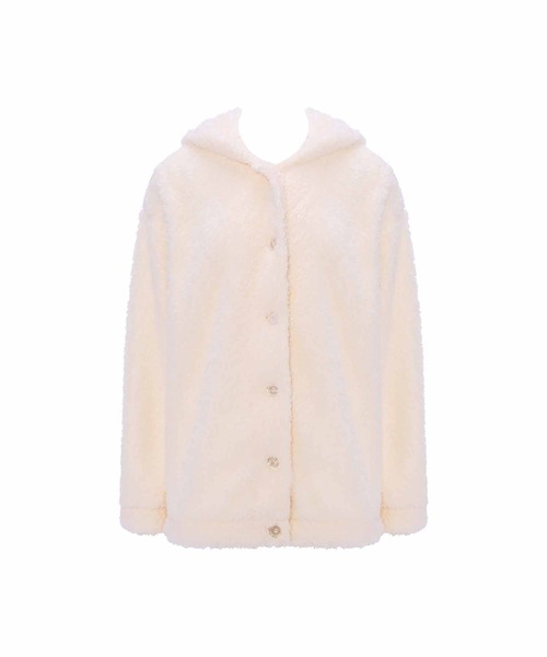 AMOSTYLE BY Triumph（アモスタイルバイトリンプ）の「もこもこパーカー AMSTNW03 ROBE10 JX（ルームウェア/パジャマ・レディース・ホワイト/グリーン・M-L）」の3枚目の写真