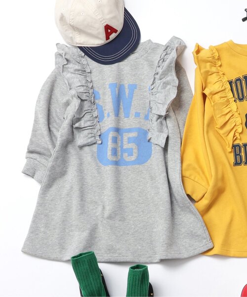 BREEZE(ブリーズ)の「カレッジフリルワンピース(ワンピース・キッズ・パープル/マスタード/グレー・100/80/90/110/120/130/140)」の2枚目の写真