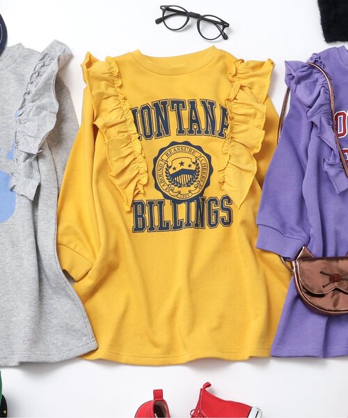 BREEZE(ブリーズ)の「カレッジフリルワンピース(ワンピース・キッズ・パープル/マスタード/グレー・100/80/90/110/120/130/140)」の3枚目の写真