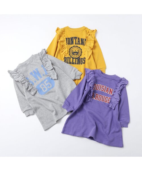 BREEZE(ブリーズ)の「カレッジフリルワンピース(ワンピース・キッズ・パープル/マスタード/グレー・100/80/90/110/120/130/140)」の4枚目の写真