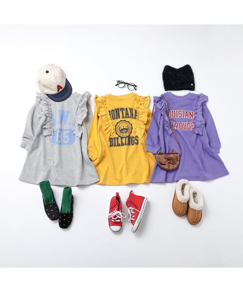 BREEZE(ブリーズ)の「カレッジフリルワンピース(ワンピース・キッズ・パープル/マスタード/グレー・100/80/90/110/120/130/140)」の5枚目の写真