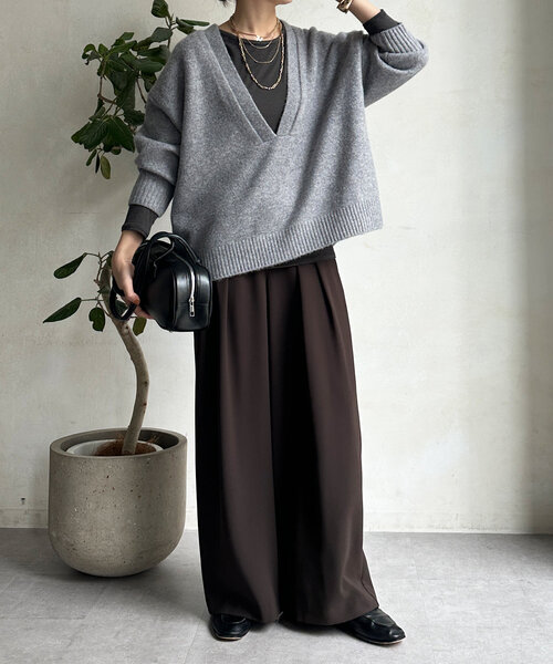 DouDou（ドゥドゥ）の「深Vニットプルオーバー（ニット/セーター・レディース・グレー/ブルー/ベージュ・FREE）」の13枚目の写真