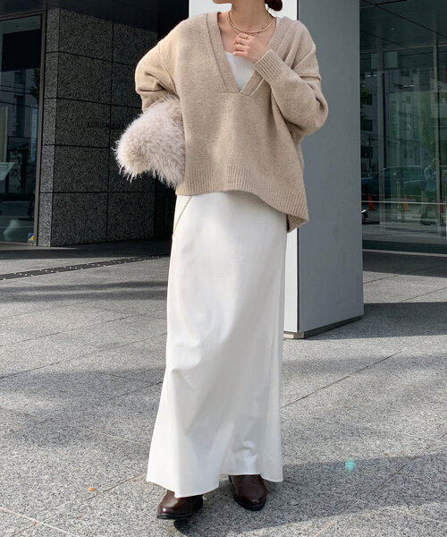 DouDou（ドゥドゥ）の「深Vニットプルオーバー（ニット/セーター・レディース・グレー/ブルー/ベージュ・FREE）」の16枚目の写真