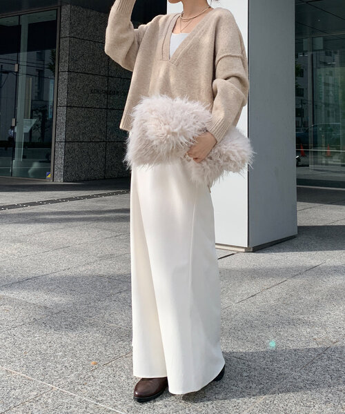 DouDou（ドゥドゥ）の「深Vニットプルオーバー（ニット/セーター・レディース・グレー/ブルー/ベージュ・FREE）」の17枚目の写真