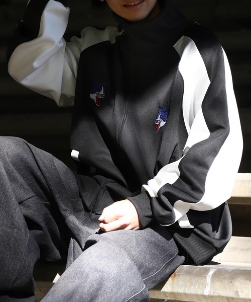 ZIP FIVE（ジップファイブ）の「【ZIP FIVE】 アニマル 刺繍 サイドライン ハイネック 長袖 トラックジャケット / スカジャン・スカジャージ（ジャージ・メンズ・ブラック/ネイビー・LARGE/MEDIUM/X-LARGE）」の20枚目の写真