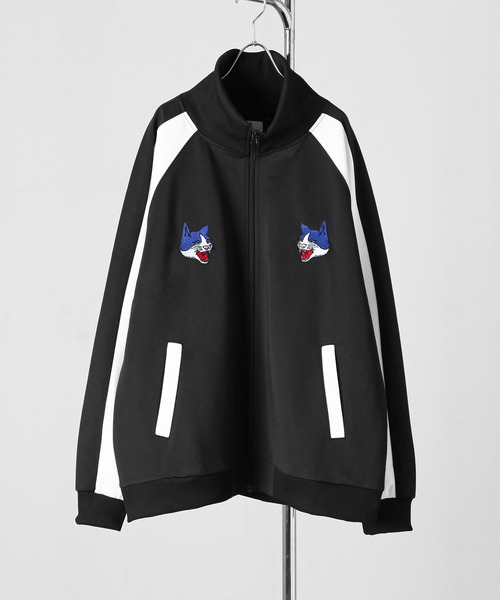 ZIP FIVE（ジップファイブ）の「【ZIP FIVE】 アニマル 刺繍 サイドライン ハイネック 長袖 トラックジャケット / スカジャン・スカジャージ（ジャージ・メンズ・ブラック/ネイビー・LARGE/MEDIUM/X-LARGE）」の4枚目の写真