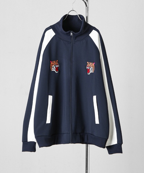 ZIP FIVE（ジップファイブ）の「【ZIP FIVE】 アニマル 刺繍 サイドライン ハイネック 長袖 トラックジャケット / スカジャン・スカジャージ（ジャージ・メンズ・ブラック/ネイビー・LARGE/MEDIUM/X-LARGE）」の5枚目の写真