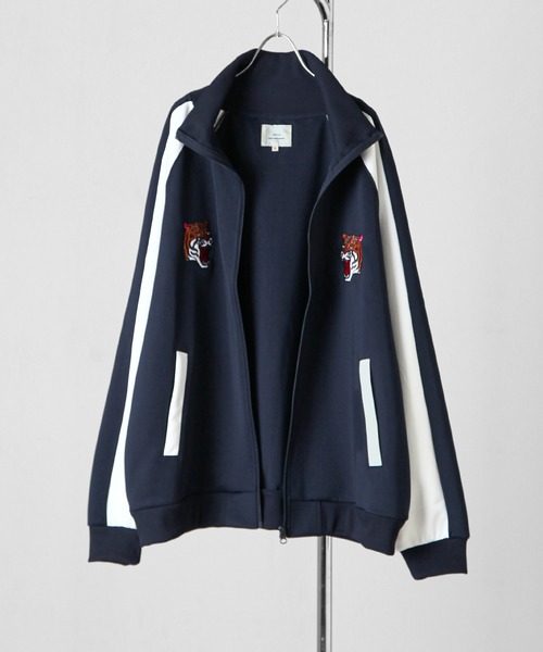 ZIP FIVE（ジップファイブ）の「【ZIP FIVE】 アニマル 刺繍 サイドライン ハイネック 長袖 トラックジャケット / スカジャン・スカジャージ（ジャージ・メンズ・ブラック/ネイビー・LARGE/MEDIUM/X-LARGE）」の9枚目の写真