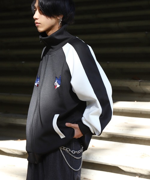 ZIP FIVE（ジップファイブ）の「【ZIP FIVE】 アニマル 刺繍 サイドライン ハイネック 長袖 トラックジャケット / スカジャン・スカジャージ（ジャージ・メンズ・ブラック/ネイビー・LARGE/MEDIUM/X-LARGE）」の19枚目の写真