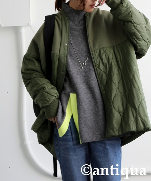 antiqua(アンティカ)の「ハイネックスリットニット(ニット/セーター・レディース・ブラック/オレンジ/ベージュ/ダークグレー・ONESIZE)」の5枚目の写真