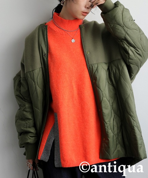 ハイネックスリットニット（ニット/セーター）｜antiqua（アンティカ