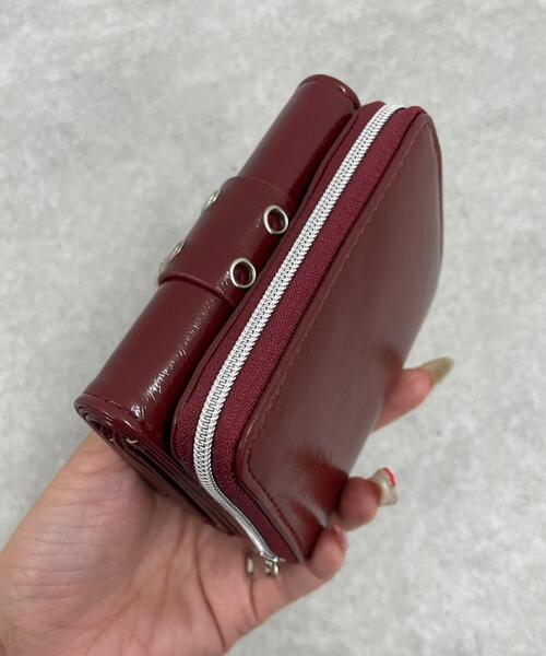 WEGO（ウィゴー）の「WEGO/ハトメベルトフラップウォレット（財布・レディース・ワイン/ブラック/ブラウン/シルバー・FREE）」の9枚目の写真