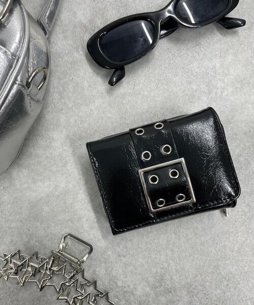 WEGO（ウィゴー）の「WEGO/ハトメベルトフラップウォレット（財布・レディース・ワイン/ブラック/ブラウン/シルバー・FREE）」の14枚目の写真