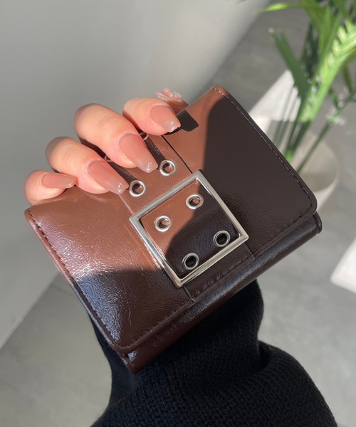 WEGO（ウィゴー）の「WEGO/ハトメベルトフラップウォレット（財布・レディース・ワイン/ブラック/ブラウン/シルバー・FREE）」の18枚目の写真