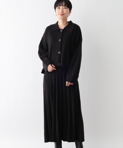黒カーディガンとレイヤードドレスセット LEPSIM（レプシィム）の「襟カーディガンプリーツスカート《2点セット