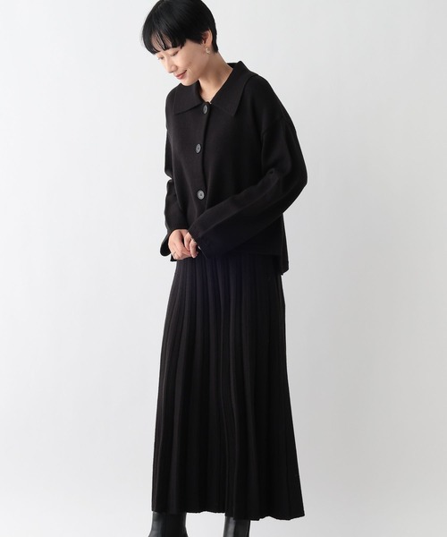 LEPSIM（レプシィム）の「襟カーディガンプリーツスカート《2点セット》　250685（ワンピース・レディース・チャコールグレー/ブラック・FREE）」の5枚目の写真
