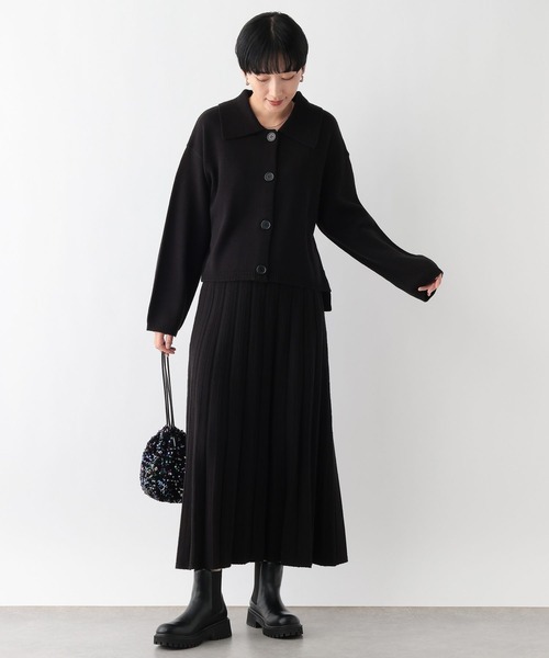 LEPSIM（レプシィム）の「襟カーディガンプリーツスカート《2点セット》　250685（ワンピース・レディース・チャコールグレー/ブラック・FREE）」の6枚目の写真