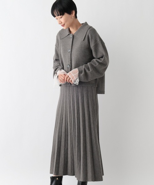 LEPSIM（レプシィム）の「襟カーディガンプリーツスカート《2点セット》　250685（ワンピース・レディース・チャコールグレー/ブラック・FREE）」の10枚目の写真