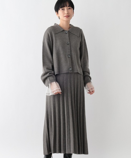 LEPSIM（レプシィム）の「襟カーディガンプリーツスカート《2点セット》　250685（ワンピース・レディース・チャコールグレー/ブラック・FREE）」の11枚目の写真