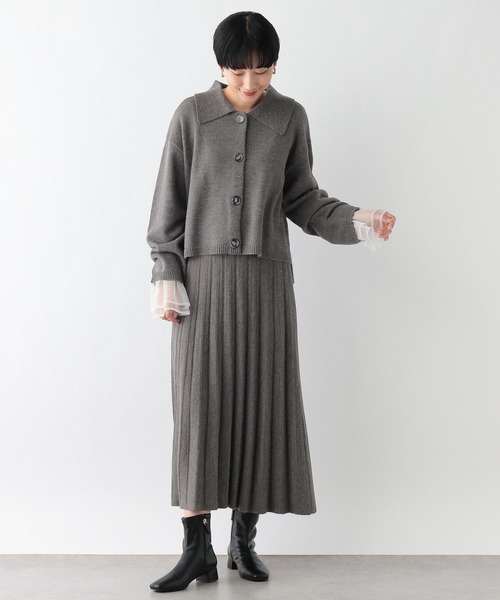 LEPSIM（レプシィム）の「襟カーディガンプリーツスカート《2点セット》　250685（ワンピース・レディース・チャコールグレー/ブラック・FREE）」の13枚目の写真