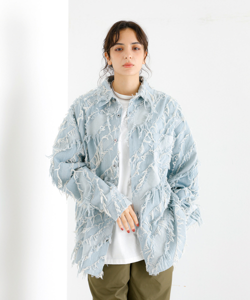 Revo.（レボ）の「【Revo.レボ】グランジフリンジシャツ/ユニセックス/TH-3883（シャツ/ブラウス・メンズ・ライトブルー/ブラック/インディゴブルー・フリー）」の2枚目の写真