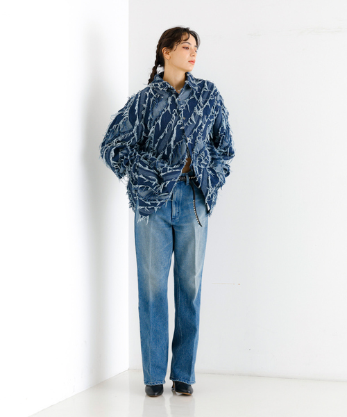 Revo.（レボ）の「【Revo.レボ】グランジフリンジシャツ/ユニセックス/TH-3883（シャツ/ブラウス・メンズ・ライトブルー/ブラック/インディゴブルー・フリー）」の5枚目の写真