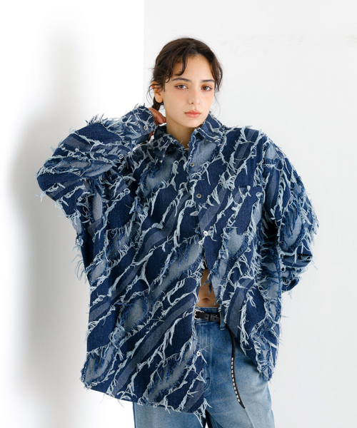 Revo.（レボ）の「【Revo.レボ】グランジフリンジシャツ/ユニセックス/TH-3883（シャツ/ブラウス・メンズ・ライトブルー/ブラック/インディゴブルー・フリー）」の6枚目の写真