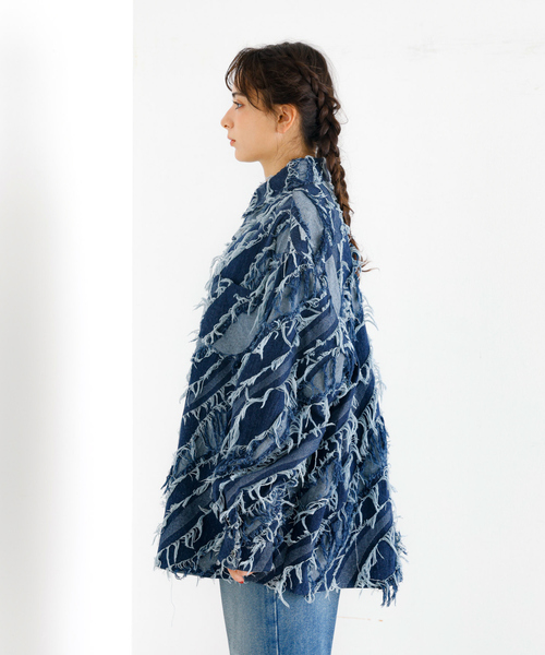 Revo.（レボ）の「【Revo.レボ】グランジフリンジシャツ/ユニセックス/TH-3883（シャツ/ブラウス・メンズ・ライトブルー/ブラック/インディゴブルー・フリー）」の7枚目の写真