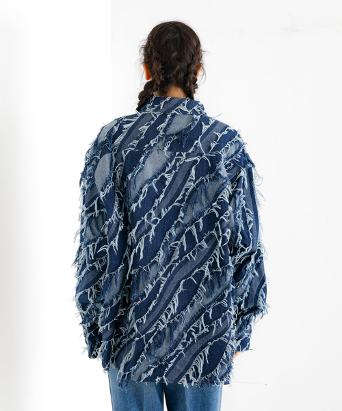 Revo.（レボ）の「【Revo.レボ】グランジフリンジシャツ/ユニセックス/TH-3883（シャツ/ブラウス・メンズ・ライトブルー/ブラック/インディゴブルー・フリー）」の8枚目の写真