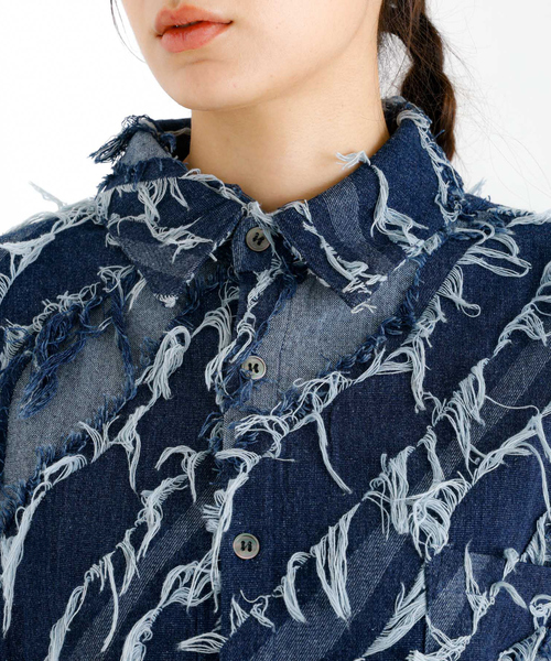 Revo.（レボ）の「【Revo.レボ】グランジフリンジシャツ/ユニセックス/TH-3883（シャツ/ブラウス・メンズ・ライトブルー/ブラック/インディゴブルー・フリー）」の9枚目の写真