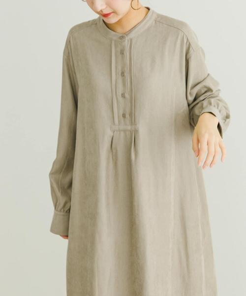 ITEMS URBANRESEARCH（アイテムズ アーバンリサーチ）の「ピケバンドカラーシャツワンピース（ワンピース・レディース・ベージュ/ネイビー・FREE）」の9枚目の写真