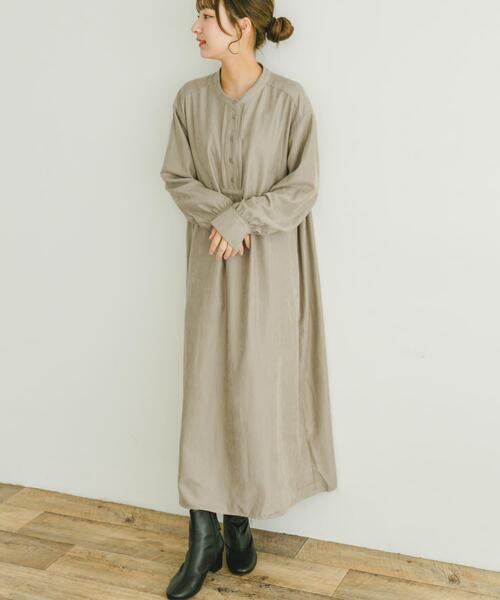 ITEMS URBANRESEARCH（アイテムズ アーバンリサーチ）の「ピケバンドカラーシャツワンピース（ワンピース・レディース・ベージュ/ネイビー・FREE）」の12枚目の写真