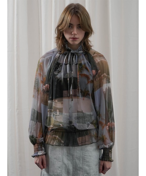 GRAPHIC SHEER BLOUSE レディース ETHROF（イーサオブ）の「GRAPHIC SHEER BLOUSE（その他トップス