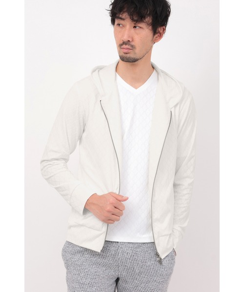 HIGH STREET(ハイストリート)の「HIGH STREET∴アラベスク柄ジャカードZipパーカー(パーカー・メンズ・ブラック/ホワイト・M/LL/L)」の2枚目の写真