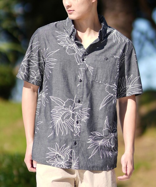 Quiksilver(クイックシルバー)の「QUIKSILVER/クイックシルバー 半袖シャツ アロハシャツ EQYWT04620(シャツ/ブラウス・メンズ・ホワイト/ダークグレー・M/L)」の2枚目の写真