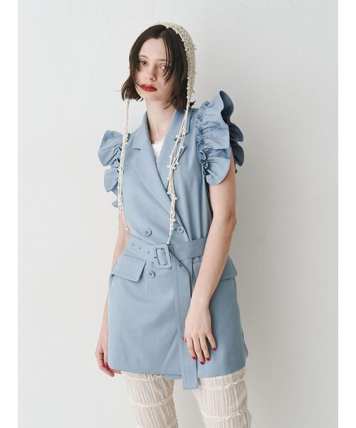 jouetie（ジュエティ）の「フリルジレミニワンピース【セットアップ対応】（ワンピース・レディース・グレー/ブルー/ブラック・MEDIUM）」の10枚目の写真