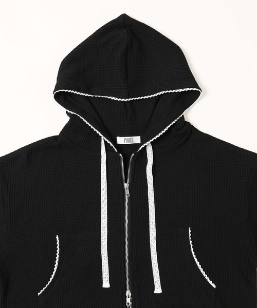 WC（ダブル シー）の「【セットアップ可能◎】ワッフルジップパーカー（パーカー・レディース・グレー/アイボリー/ブラック・FREE）」の11枚目の写真