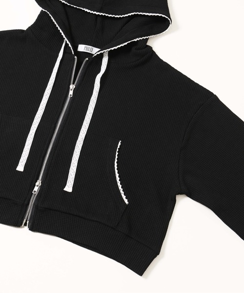 WC（ダブル シー）の「【セットアップ可能◎】ワッフルジップパーカー（パーカー・レディース・グレー/アイボリー/ブラック・FREE）」の9枚目の写真