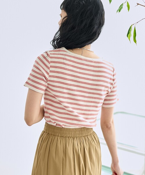 FREAK'S STORE(フリークスストア)の「バレエネック ランダムリブTシャツ(Tシャツ/カットソー・レディース・ブラック/レッド/オフホワイト/サックスブルー・フリ-)」の13枚目の写真