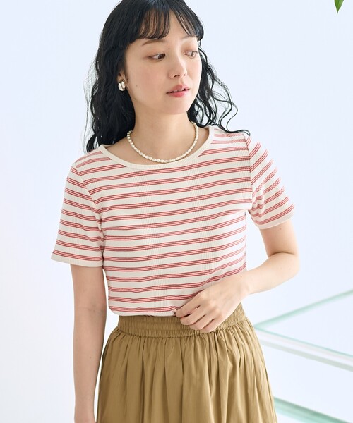 FREAK'S STORE(フリークスストア)の「バレエネック ランダムリブTシャツ(Tシャツ/カットソー・レディース・ブラック/レッド/オフホワイト/サックスブルー・フリ-)」の14枚目の写真