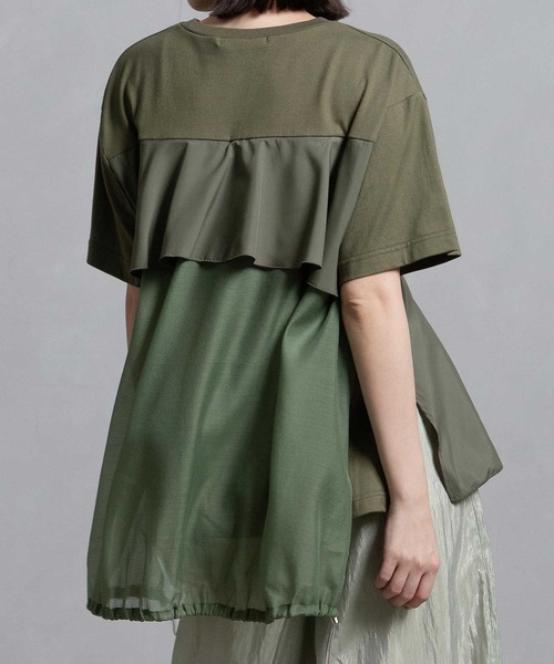 MARECHAL TERRE（マルシャルテル）の「フリルジョイントトップス（Tシャツ/カットソー・レディース・ベージュ/ブラック/カーキ/オフホワイト/ブルー・MEDIUM）」の12枚目の写真