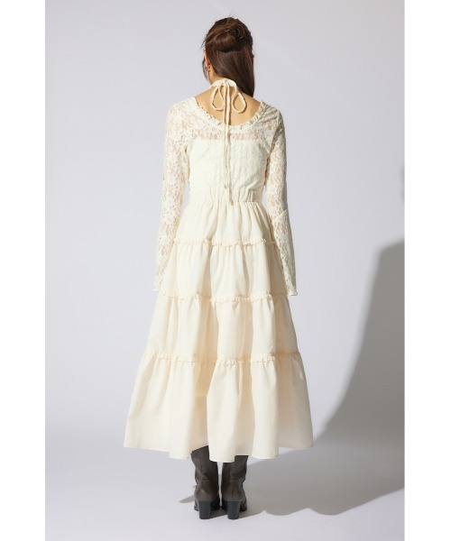 rienda(リエンダ)の「レーストップコンビフレアワンピース(ワンピース・レディース・ホワイト/ブラック/ライトブルー・SMALL/MEDIUM)」の4枚目の写真