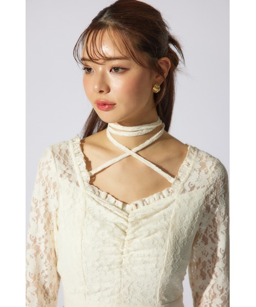rienda(リエンダ)の「レーストップコンビフレアワンピース(ワンピース・レディース・ホワイト/ブラック/ライトブルー・SMALL/MEDIUM)」の5枚目の写真